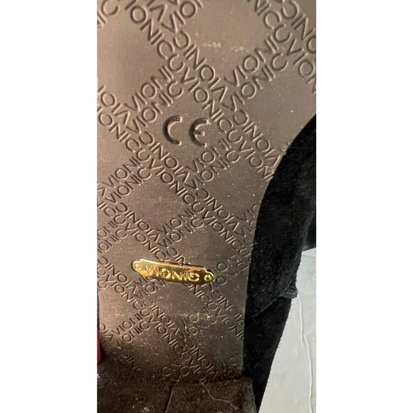 Vionic Kaylee Black Suede/Knit Water Resistant Block Heel Zip Ankle Boots Sz 7 - Picture 12 of 12